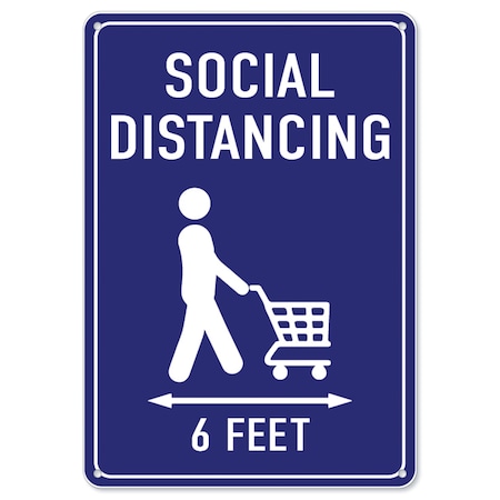Signmission OSHA, Social Distancing 6 Feet, 24in X 18in Rigid Plastic, 24" W, 18" H, Social Distancing 6 Feet OS-NS-P-1824-25595